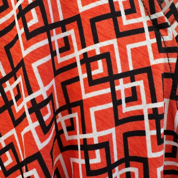 Vintage Geometric Deep V Neck Sleeveless Midi Dress Large - Picture 7 of 8